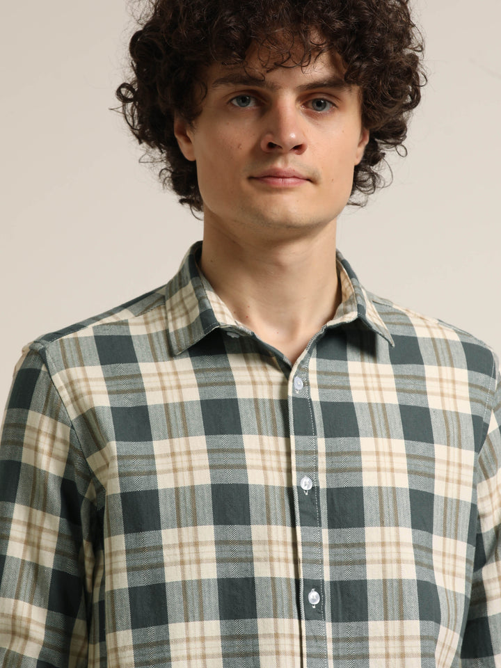 Slate Grey Regular Fit Check Shirt Checks Shirt Bushirt