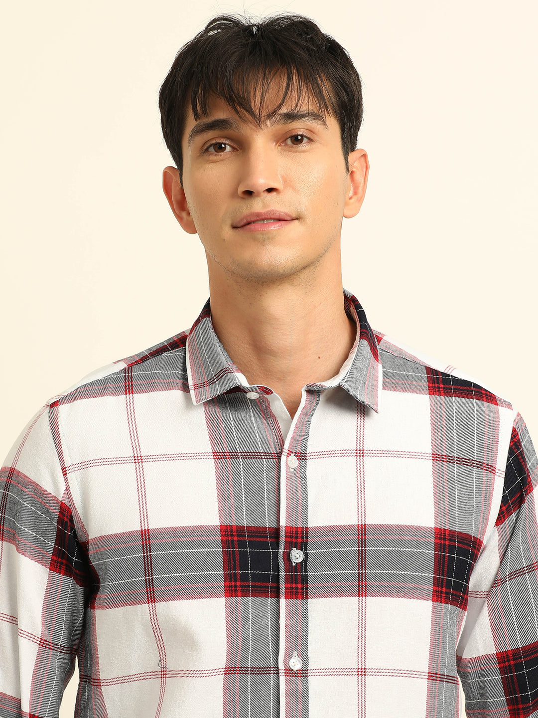 Red Regular Fit Check Shirt Checks Shirt Bushirt