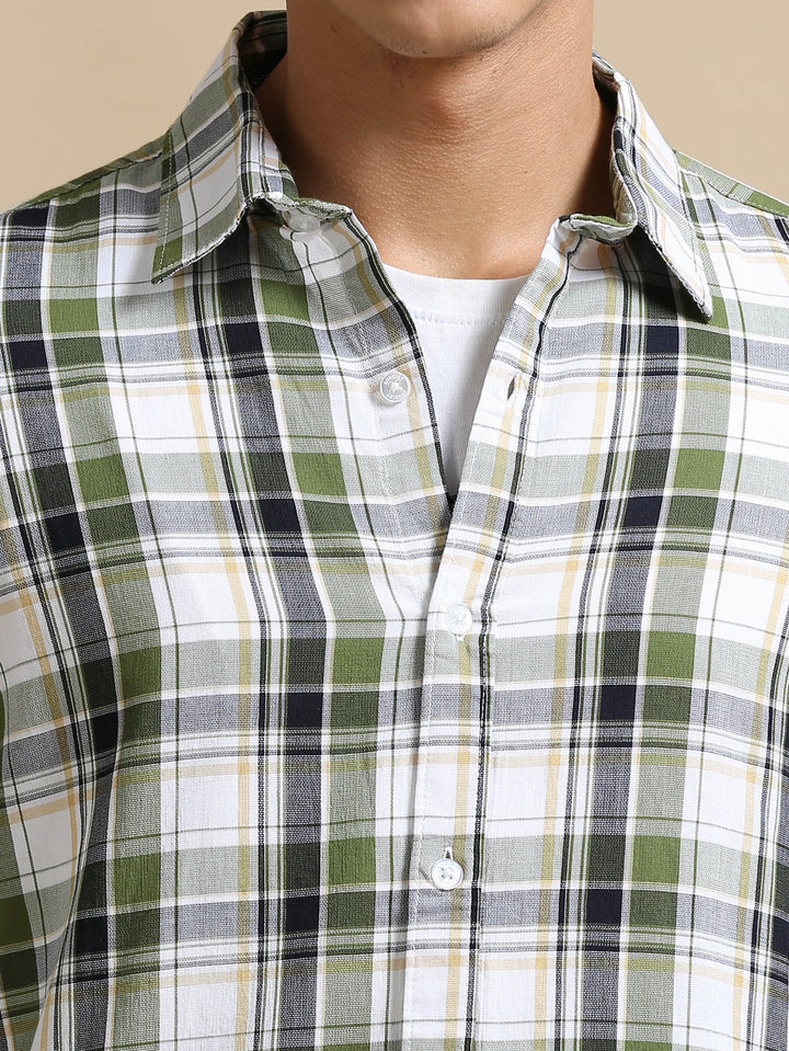 Cannon Green Checks Shirt Checks Shirt Bushirt   