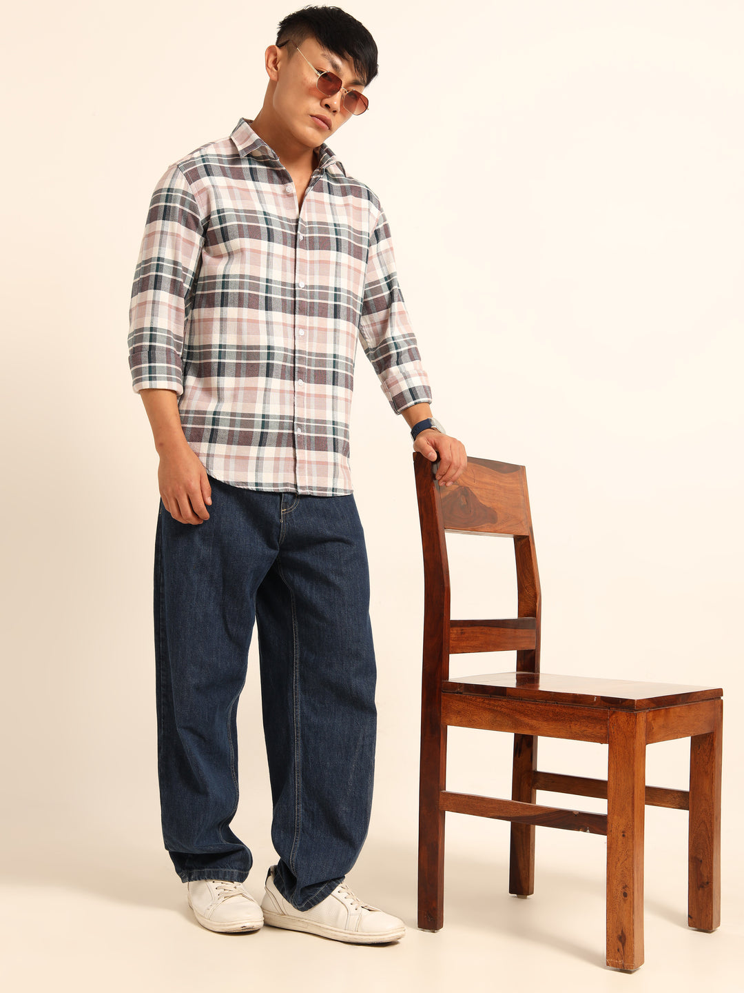 Taupe Regular Fit Check Shirt Checks Shirt Bushirt