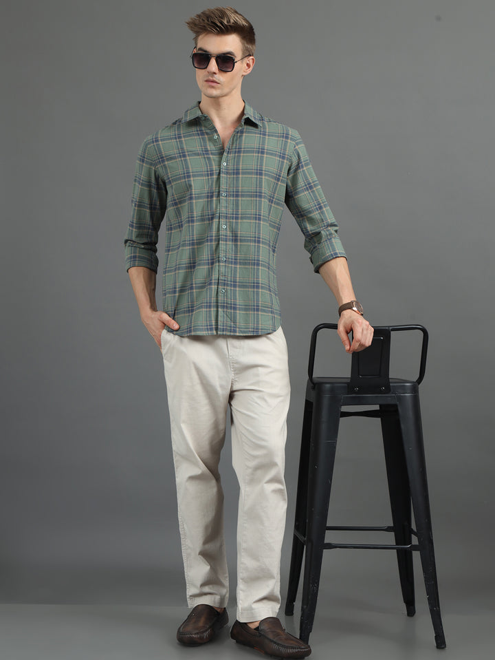 Quaint Green Checked Shirt Checks Shirt Bushirt   