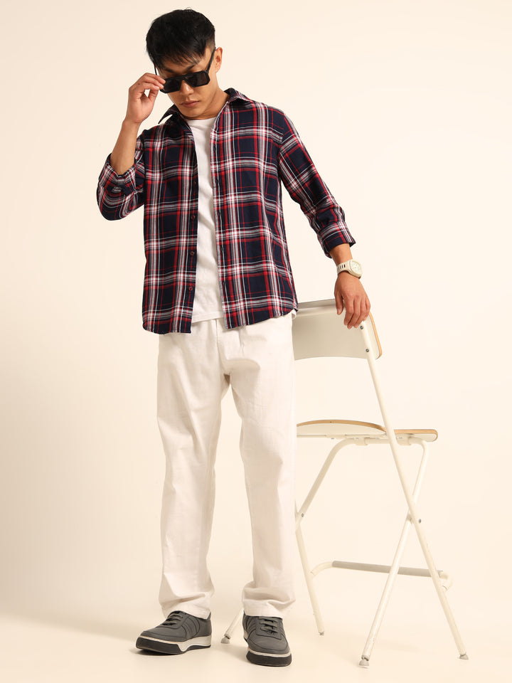 Red Regular Fit Check Shirt Checks Shirt Bushirt