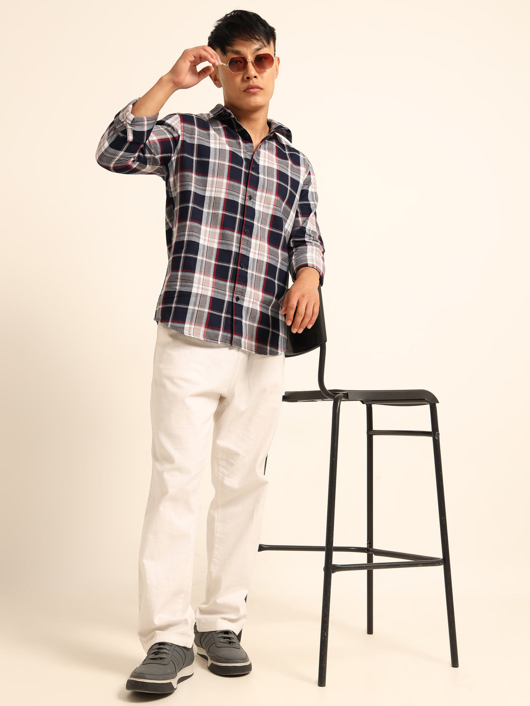 Wine Regular Fit Check Shirt Checks Shirt Bushirt