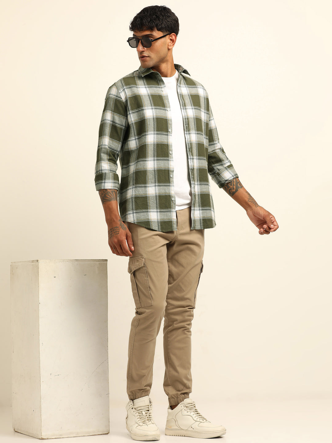 Mint Green Regular Fit Check Shirt Checks Shirt Bushirt