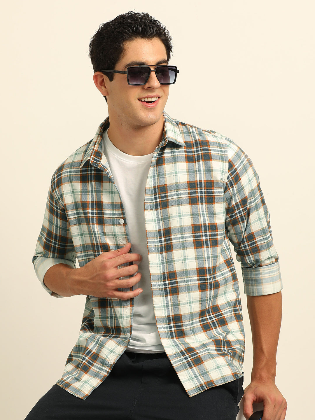 Brown Regular Fit Check Shirt Checks Shirt Bushirt