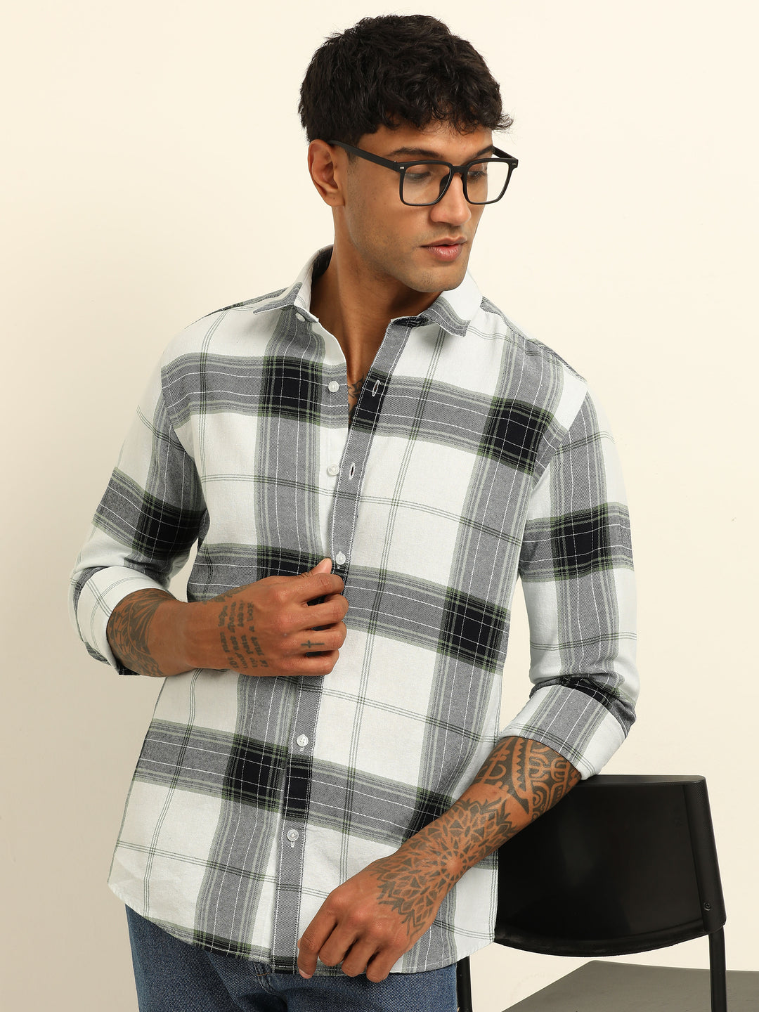 Black Checks Regular Fit Shirt Checks Shirt Bushirt