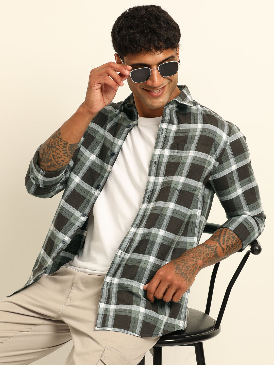 Tuscan Brown Regular Fit Check Shirt Checks Shirt Bushirt