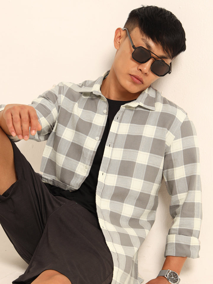 Ash Grey Regular Fit Check Shirt Checks Shirt Bushirt