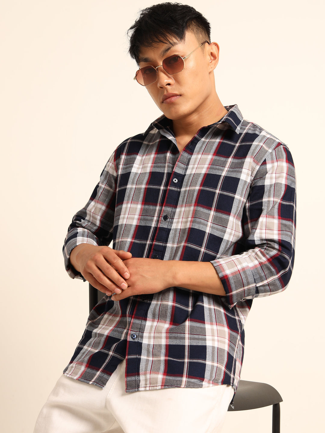 Wine Regular Fit Check Shirt Checks Shirt Bushirt