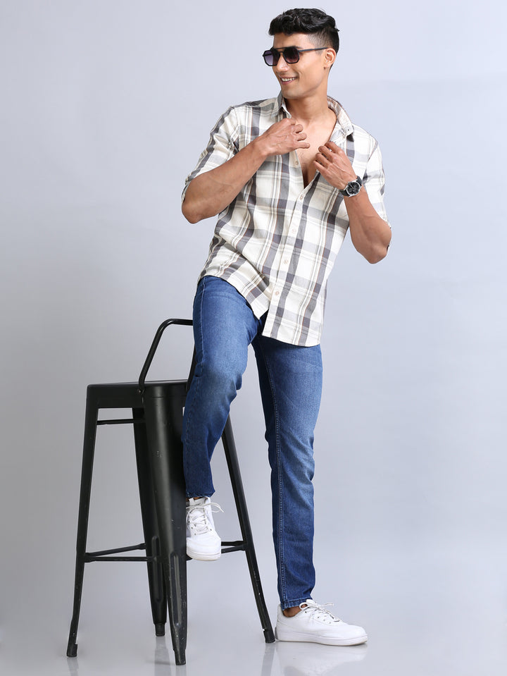 Wale Quadrey Grey Checks Shirt Checks Shirt Bushirt   