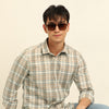 Ivory Checks Regular Fit Shirt Checks Shirt Bushirt