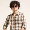 Brown Regular Fit Check Shirt Checks Shirt Bushirt