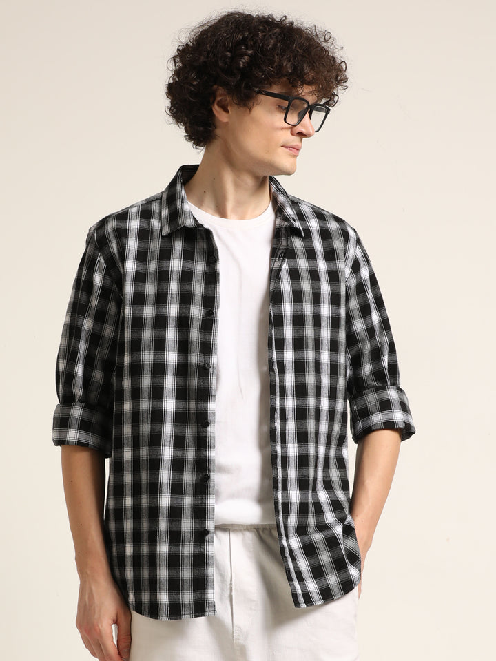Black Checks Regular Fit Shirt Checks Shirt Bushirt