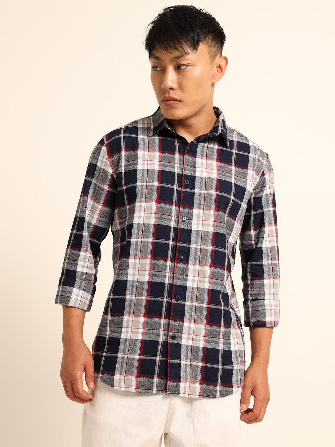 Wine Regular Fit Check Shirt Checks Shirt Bushirt