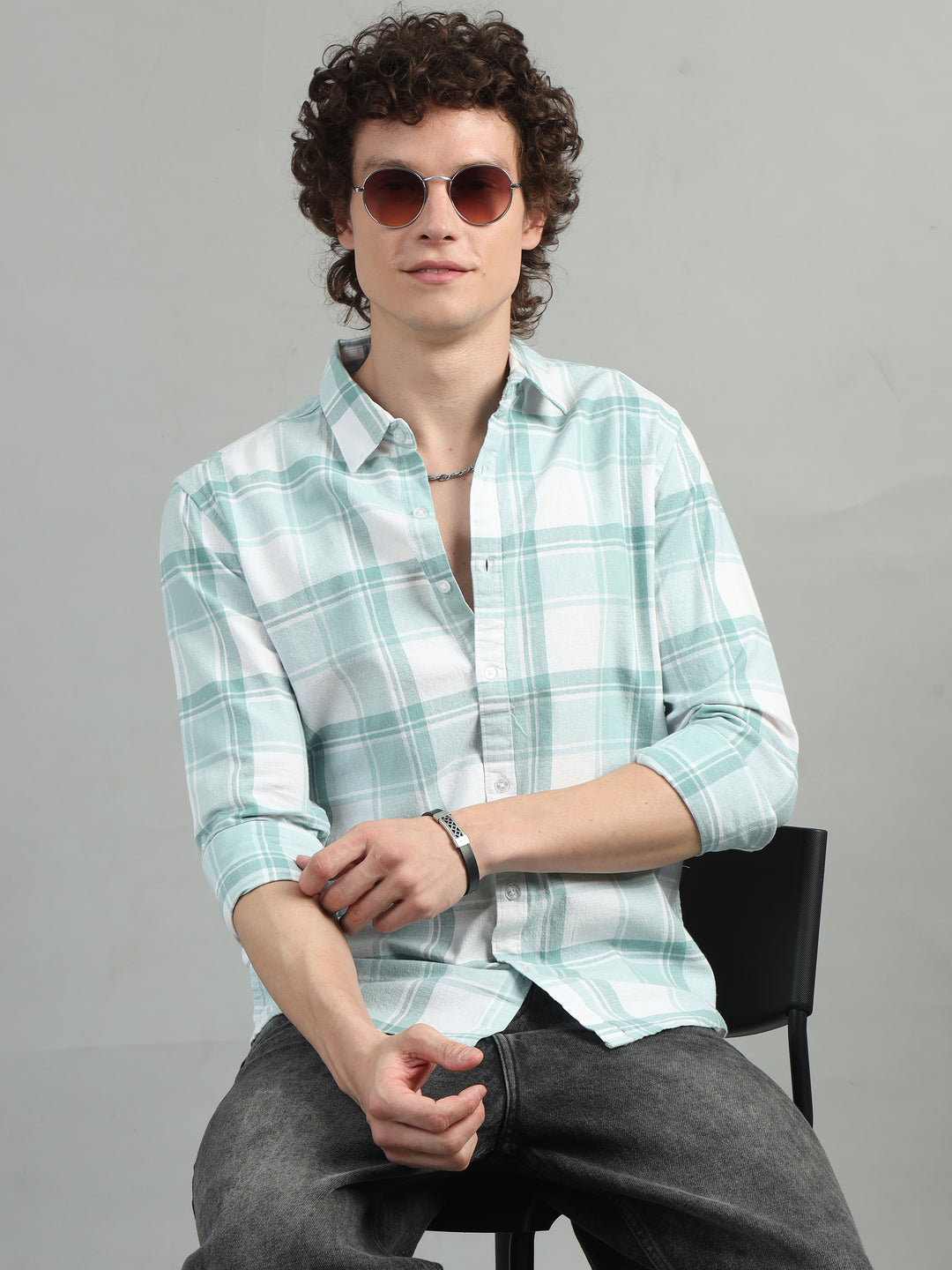 Laurel Green Regular Fit Check Shirt Checks Shirt Bushirt