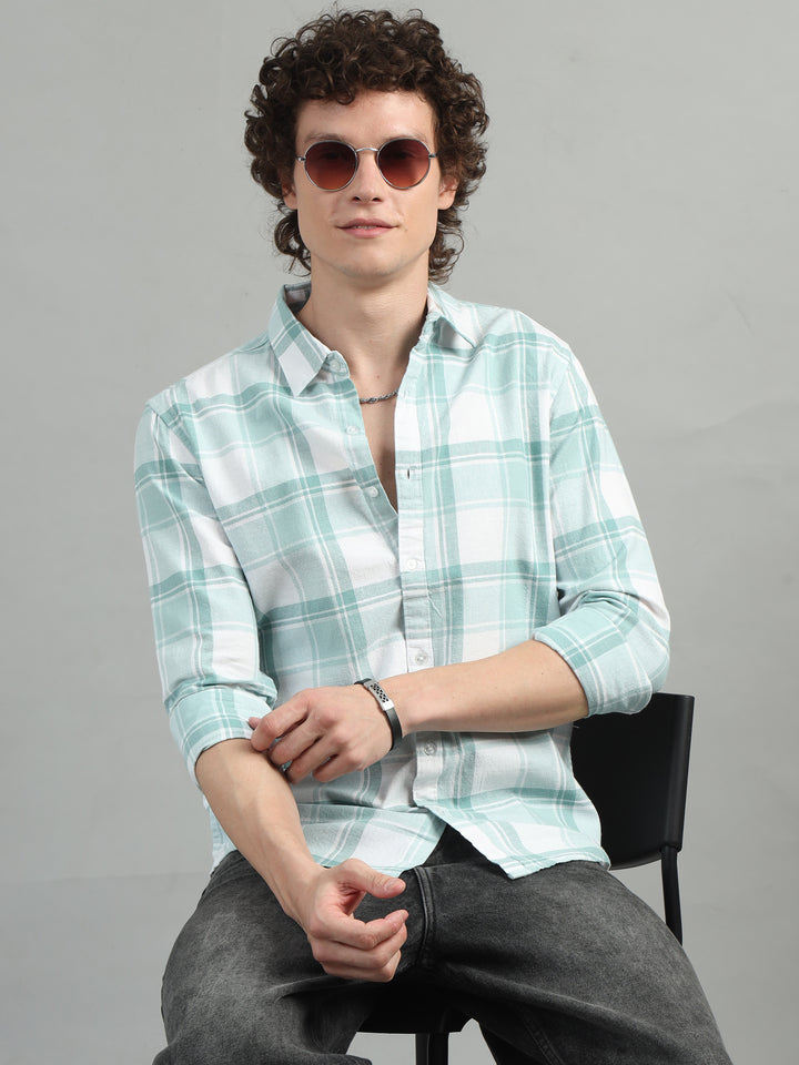 Laurel Green Regular Fit Check Shirt Checks Shirt Bushirt