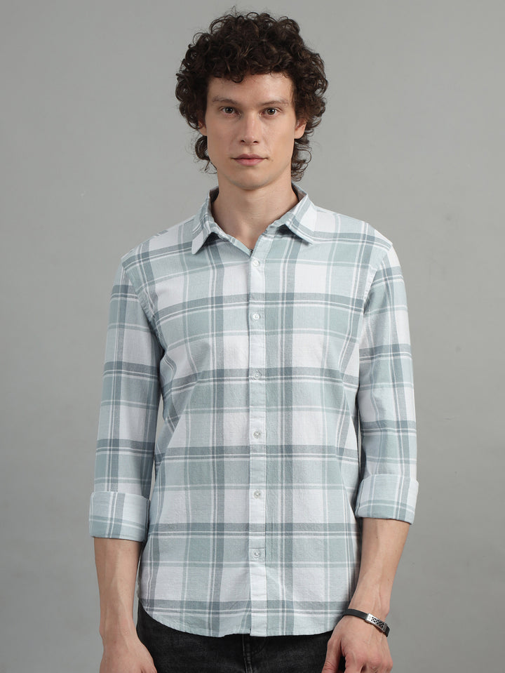 Tartan Checks Light Grey Shirt Checks Shirt Bushirt   