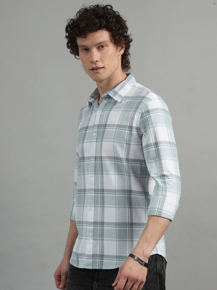 Tartan Checks Light Grey Shirt Checks Shirt Bushirt   