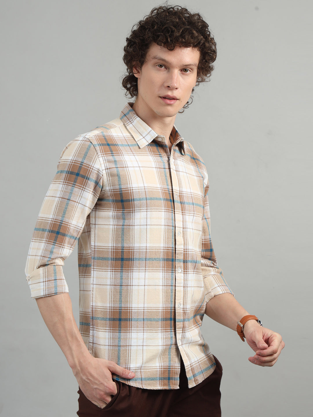 Breezy Brown Checked Shirt Checks Shirt Bushirt   