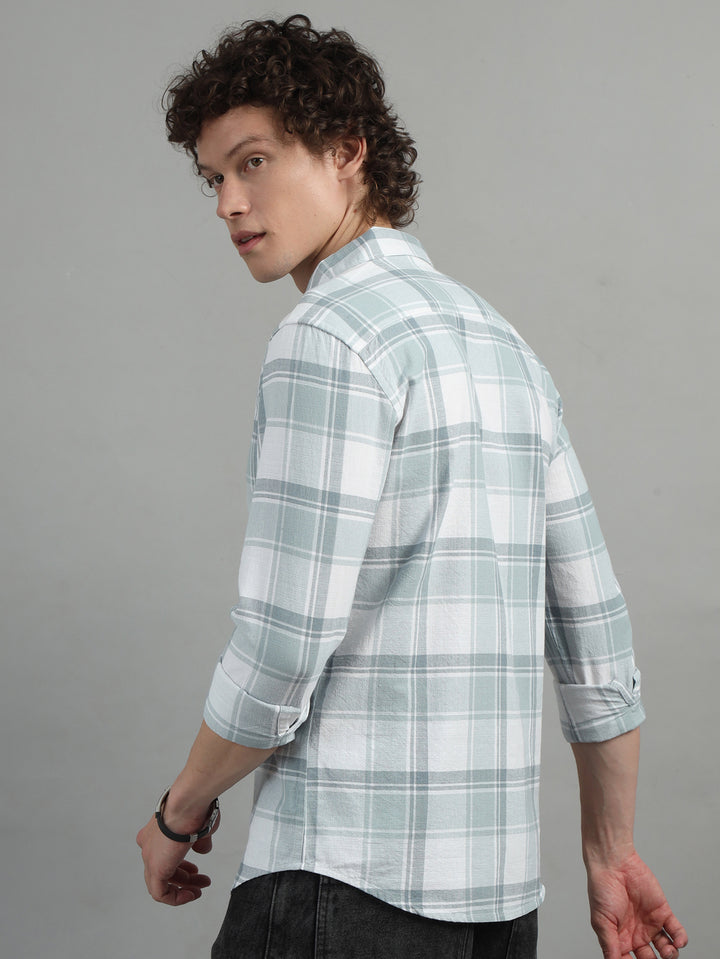 Tartan Checks Light Grey Shirt Checks Shirt Bushirt   