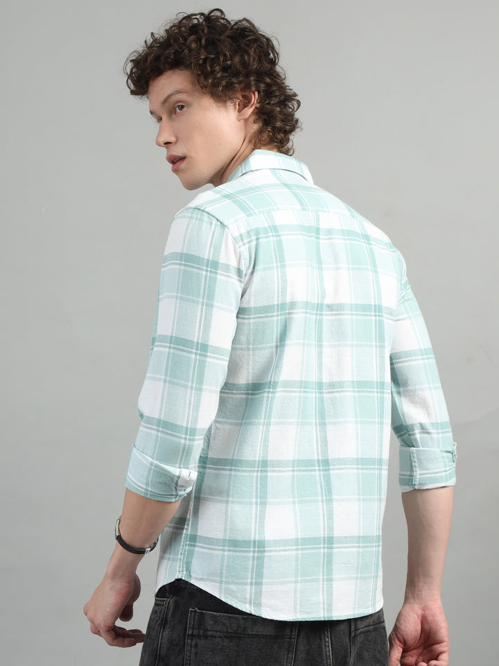 Laurel Green Regular Fit Check Shirt Checks Shirt Bushirt