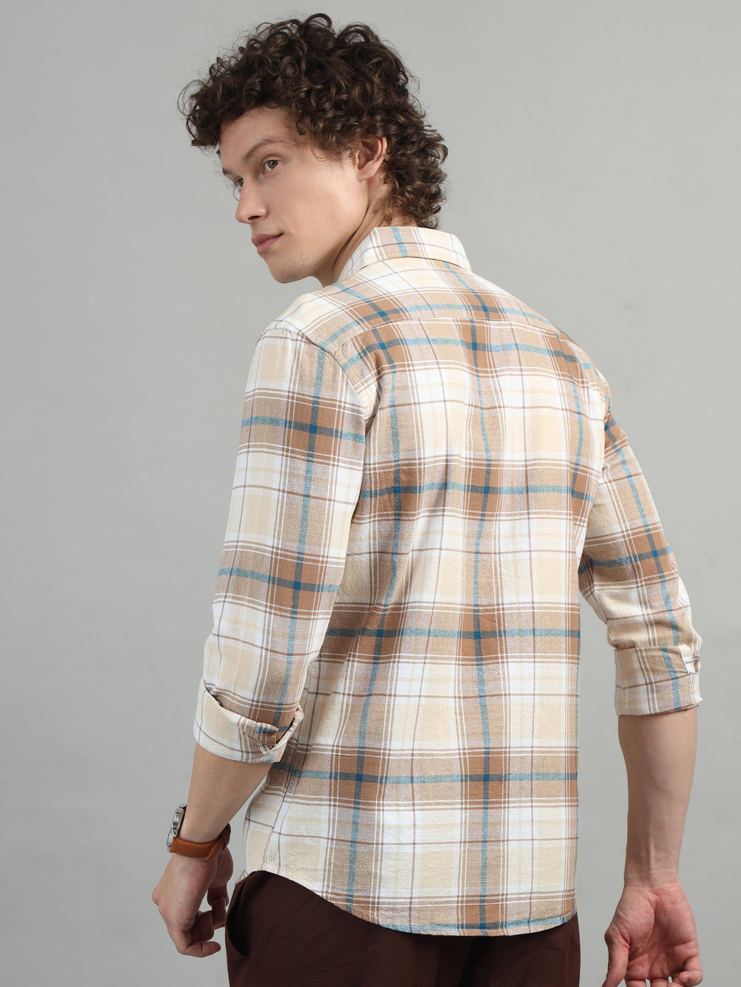 Breezy Brown Checked Shirt Checks Shirt Bushirt   