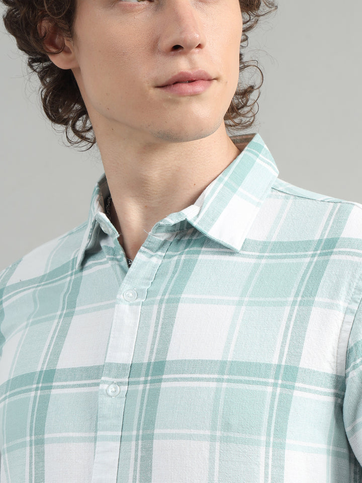 Laurel Green Regular Fit Check Shirt Checks Shirt Bushirt