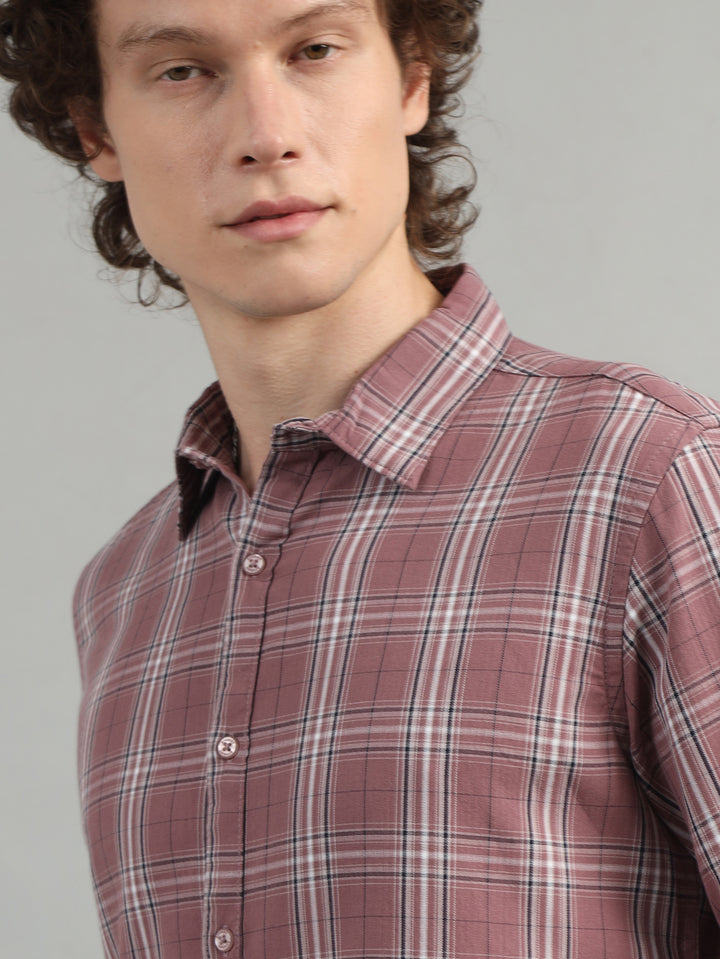 Twill Rose Taupe Checks Shirt Checks Shirt Bushirt   