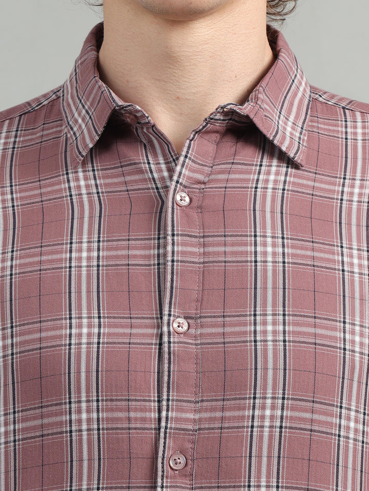 Twill Rose Taupe Checks Shirt Checks Shirt Bushirt   