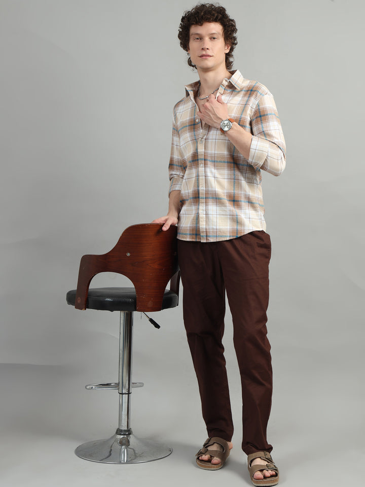 Breezy Brown Checked Shirt Checks Shirt Bushirt   