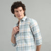 Textured Pastel Grey Checked Shirt Checks Shirt Bushirt   