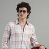 Textured Pastel Pink Checked Shirt Checks Shirt Bushirt   