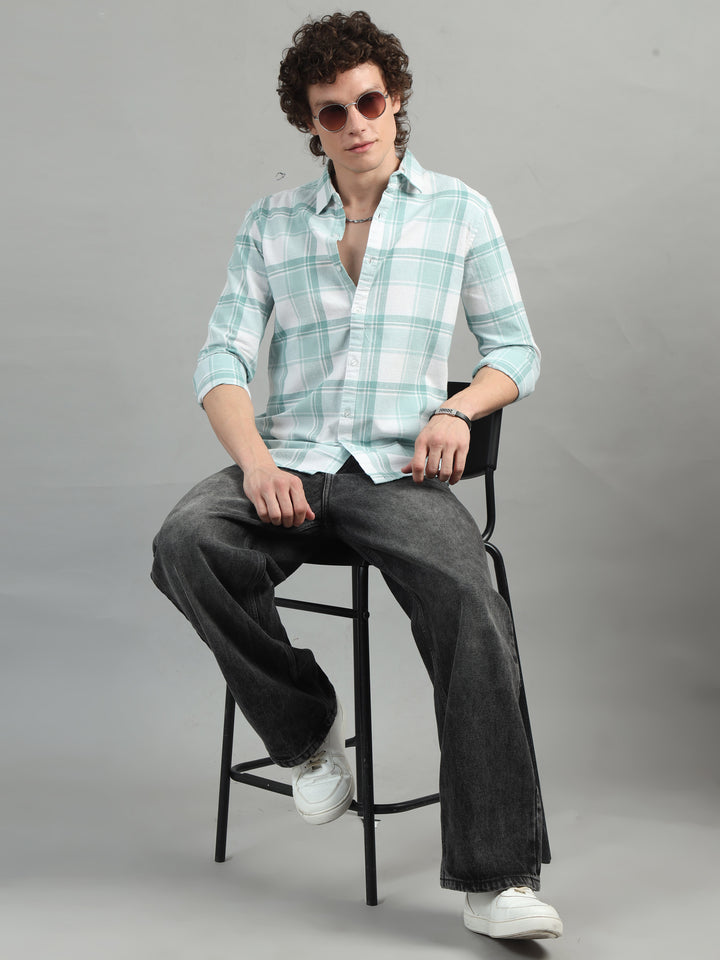 Laurel Green Regular Fit Check Shirt Checks Shirt Bushirt