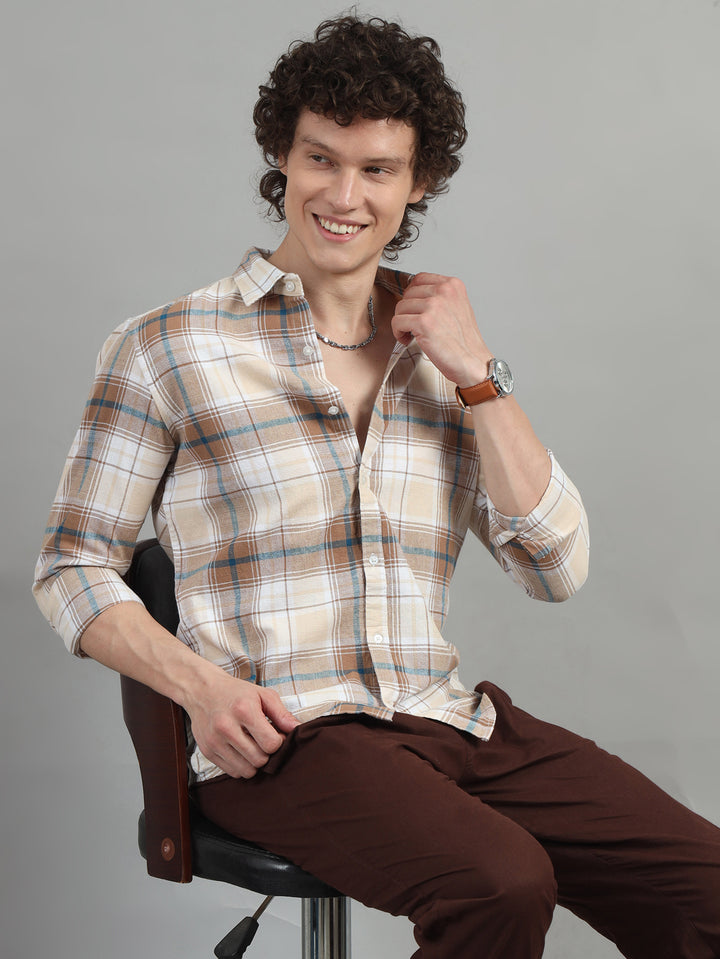 Breezy Brown Checked Shirt Checks Shirt Bushirt   