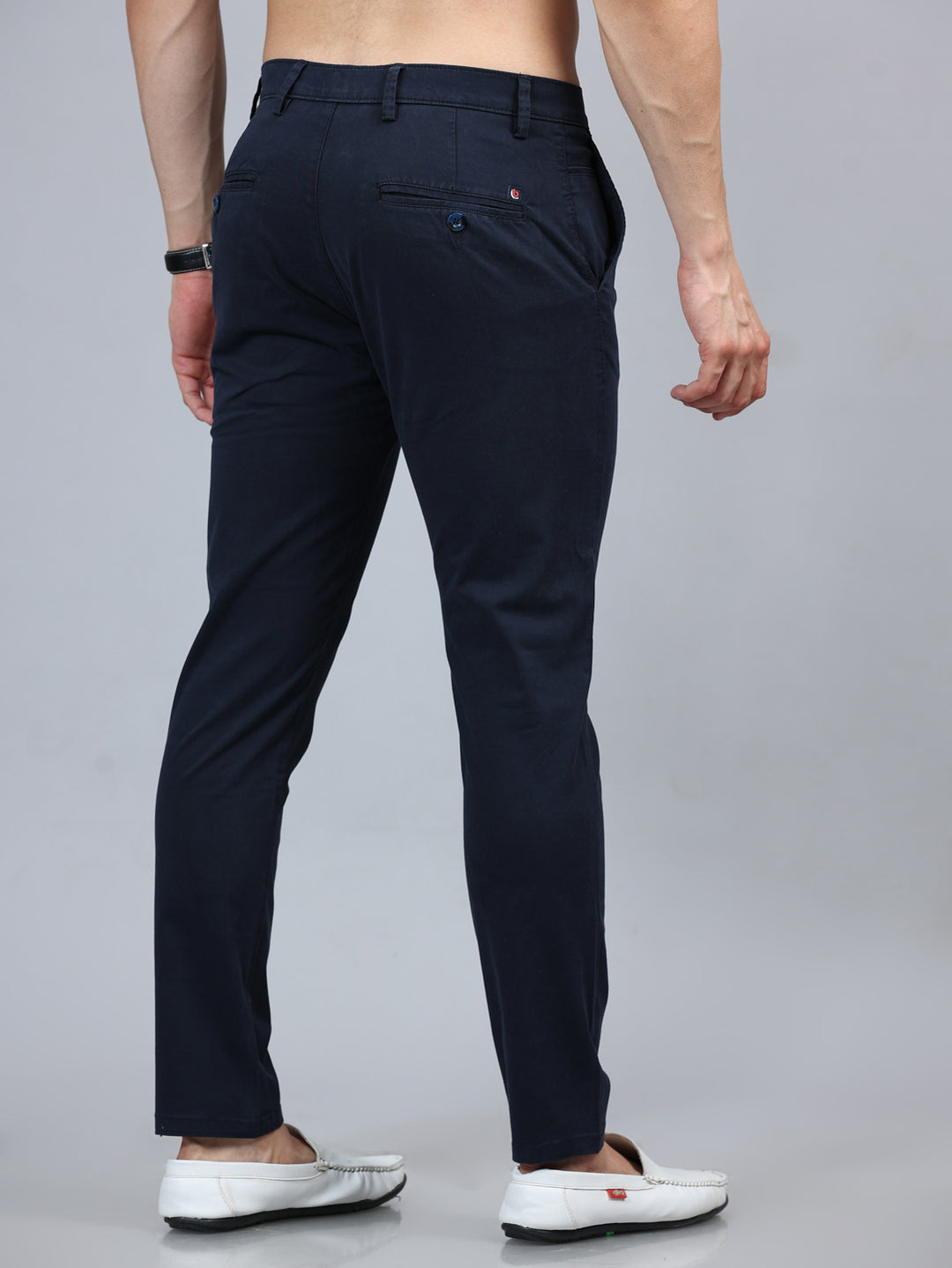 Fringe Navy Blue Solid Chinos Chinos Bushirt   