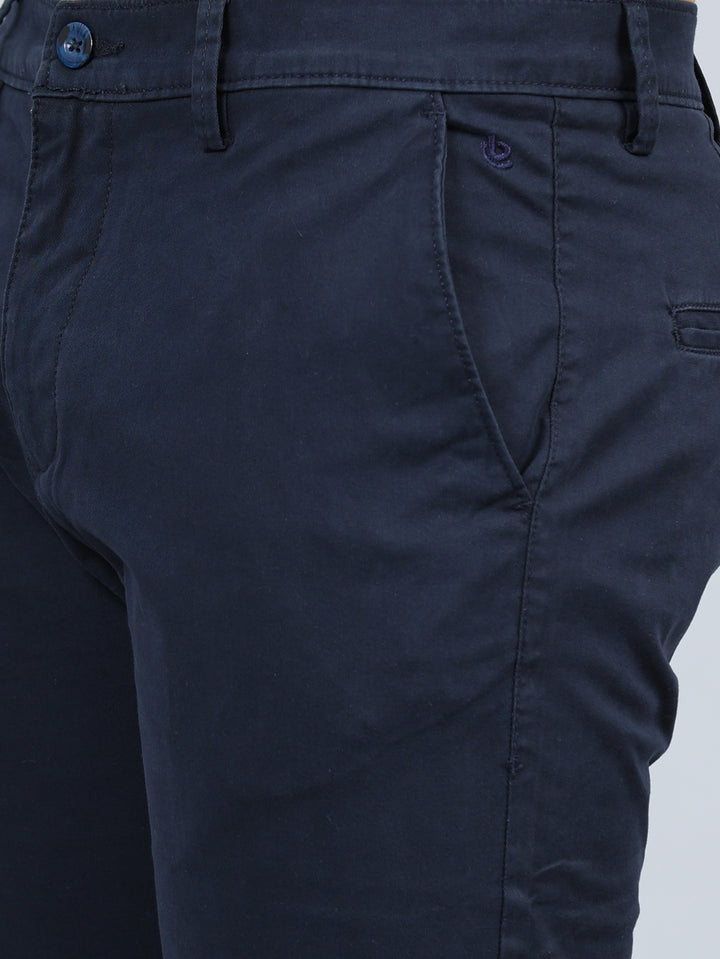 Fringe Navy Blue Solid Chinos Chinos Bushirt   