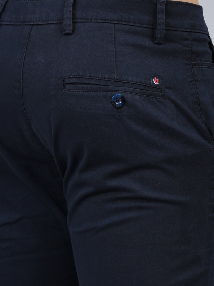 Fringe Navy Blue Solid Chinos Chinos Bushirt   