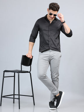 Fringe Pastel Grey Solid Chinos Chinos Bushirt   