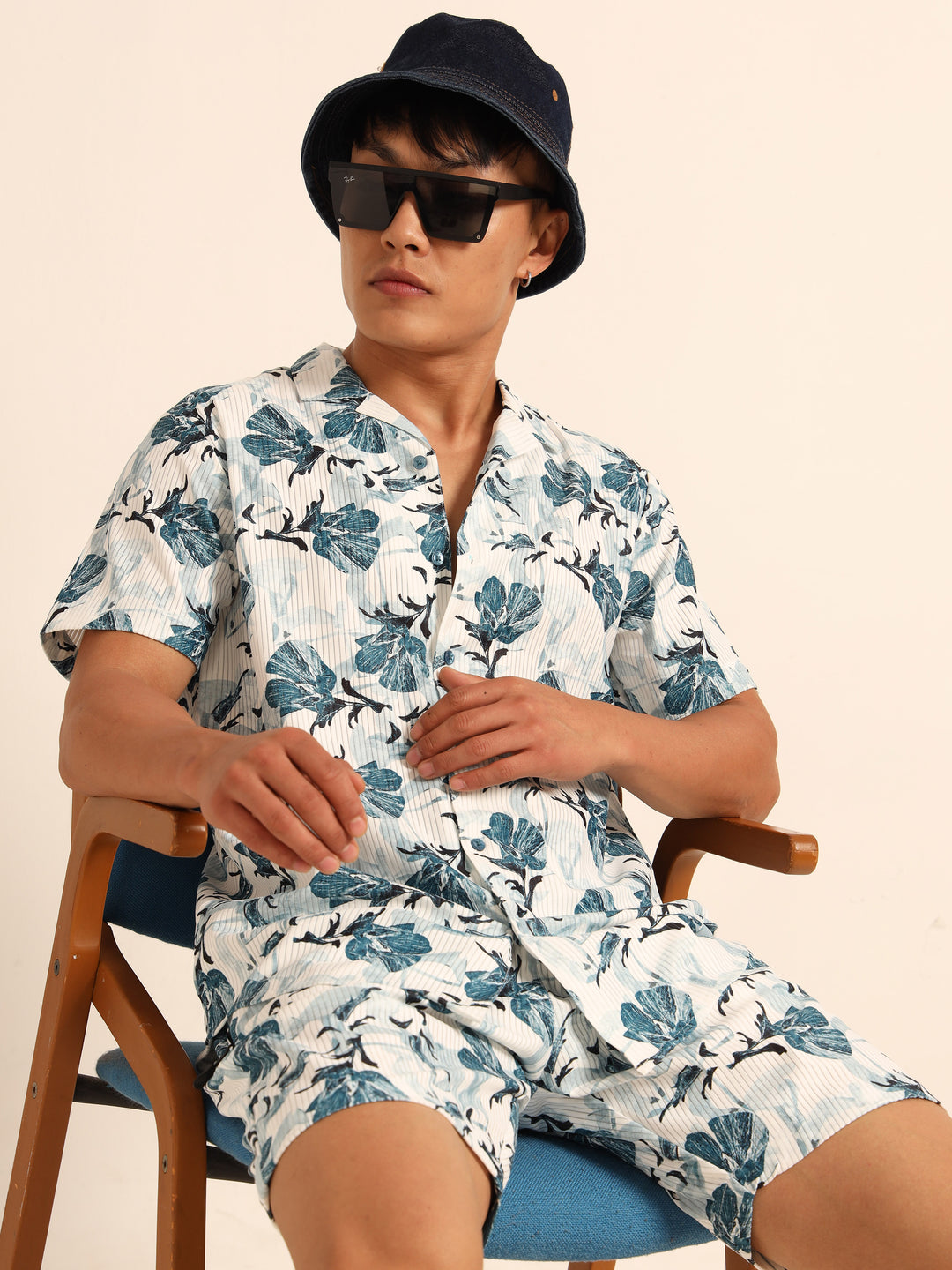 White Printed Co-Ords Regular Size Co-Ords Bushirt