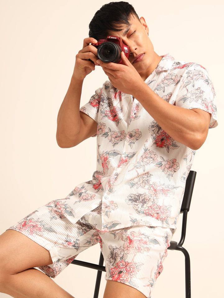 White printed Co-Ords Regular Size Co-Ords Bushirt