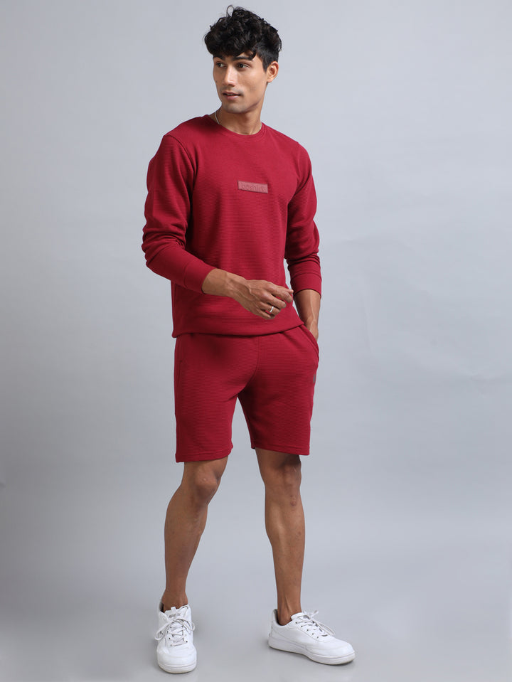 Deep Red Waffle Co-Ords Regular Size Co-Ords Bushirt   