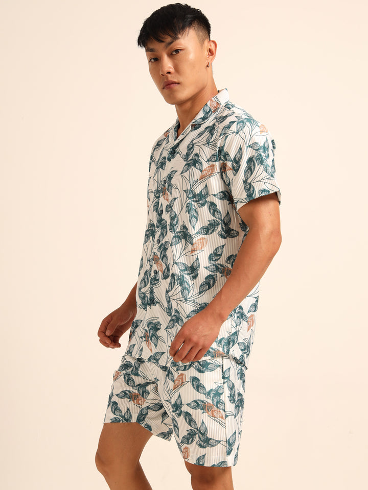 White printed Co-Ords Regular Size Co-Ords Bushirt