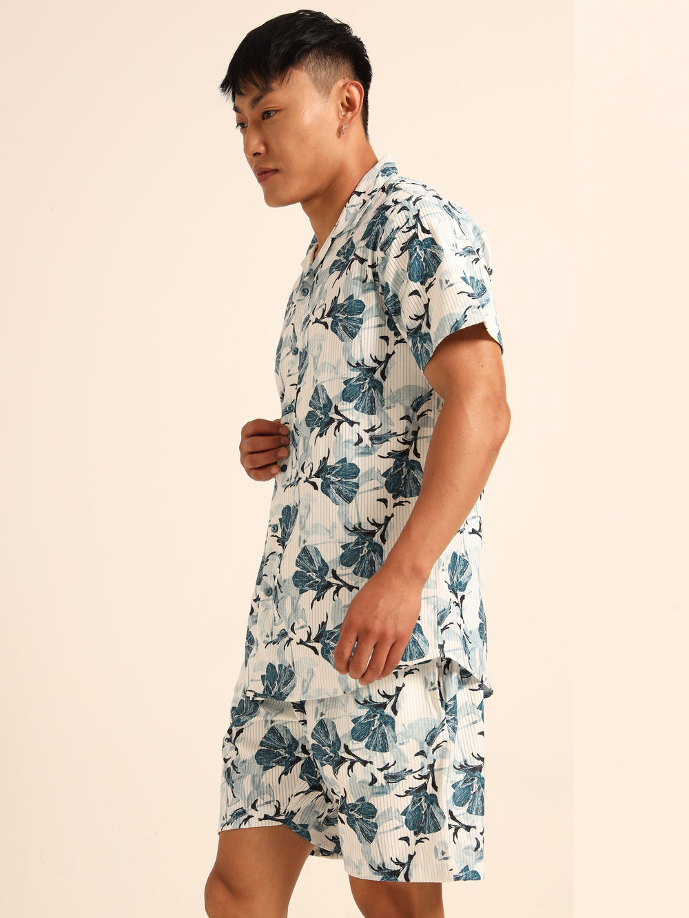 White Printed Co-Ords Regular Size Co-Ords Bushirt