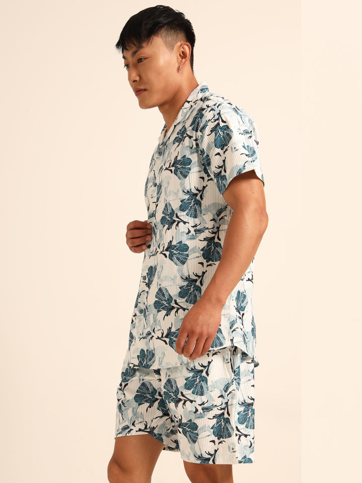 White Printed Co-Ords Regular Size Co-Ords Bushirt