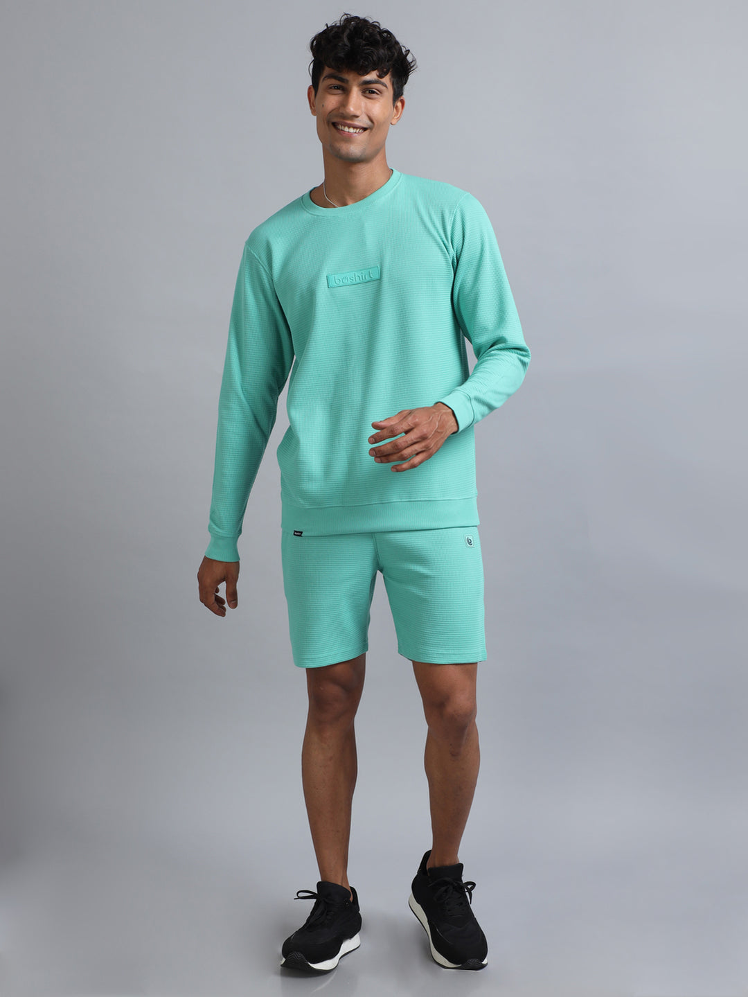 Aqua Green Waffle Co-Ords Co-Ords Bushirt   