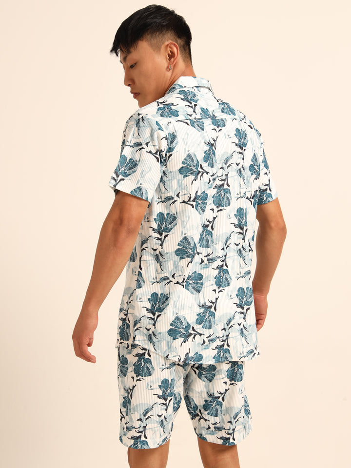 White Printed Co-Ords Regular Size Co-Ords Bushirt