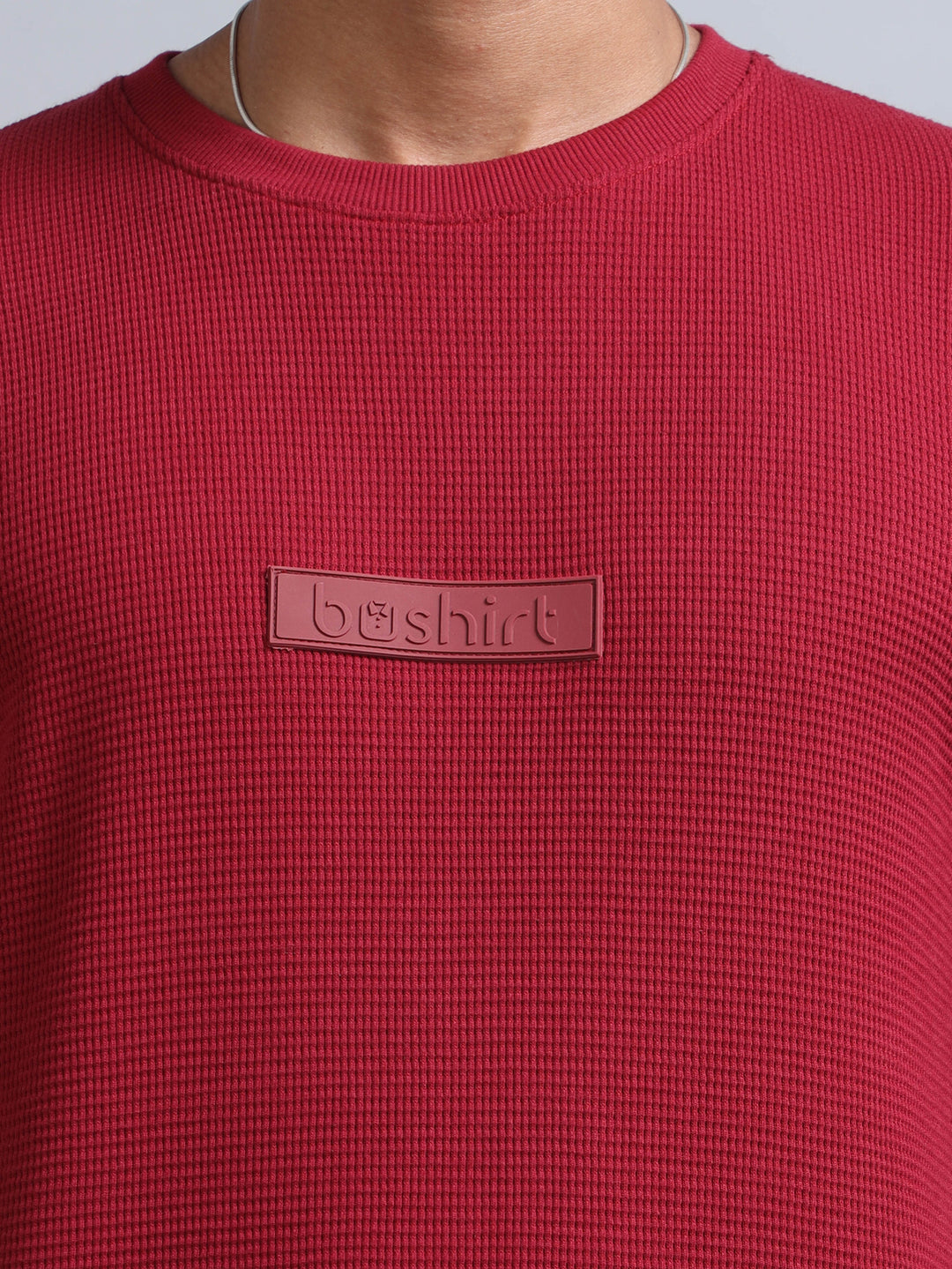 Deep Red Waffle Co-Ords Regular Size Co-Ords Bushirt   