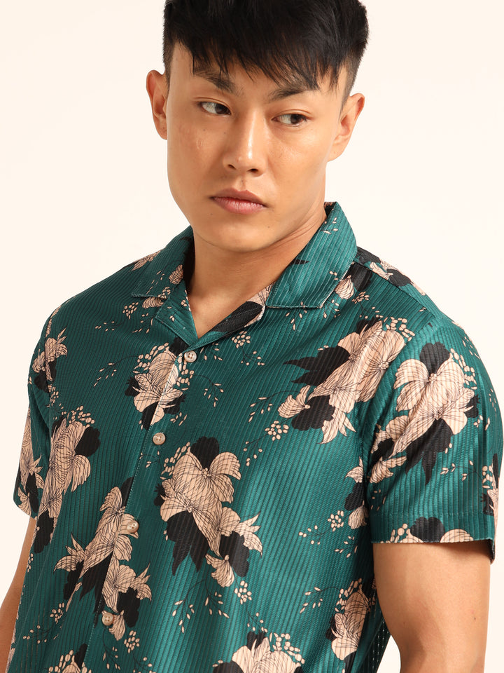Green Printed Co-Ords Regular Size Co-Ords Bushirt