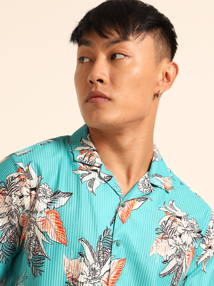 Light Turquoise Printed Co-Ords Regular Size Co-Ords Bushirt