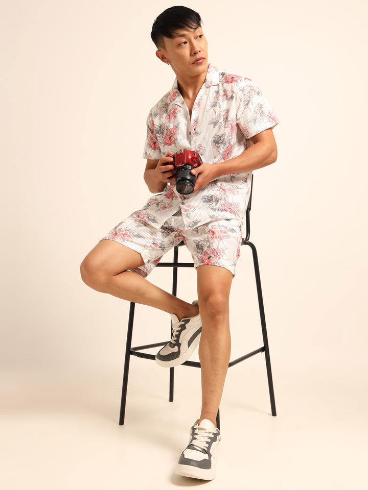 White printed Co-Ords Regular Size Co-Ords Bushirt